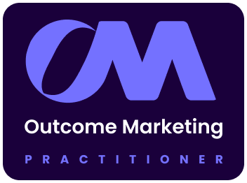 Outcome Marketing Practitioner Badge — dark variant